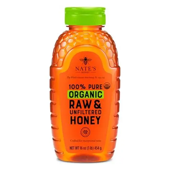 Nate's Organic Pure, Raw & Unfiltered Honey - USDA Certified Organic - 16oz. Squeeze Bottle