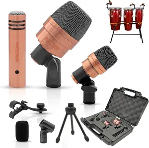 5 CORE Conga Mic Snare Tom Set Professional XLR Cardioid Unidirectional Condenser Instrument Microphone Kit - Congo 3XP Copperex
