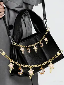 Star And Moon Meteor Chain Bag｜Sweet And Cool Girl Style Detachable Chain Star And Moon Pendant, Suitable For Underarm Bag / Tote Bag, Versatile Decoration For Work Or Dates, Star Pattern