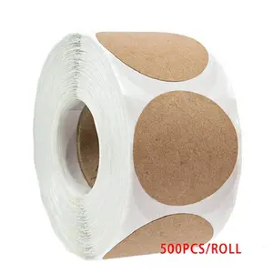 500 Sheets Per Roll Kraft Paper Adhesive Stickers DIY Personalized Holiday Decoration Baking Labels Writeable Envelope Gift Sealing