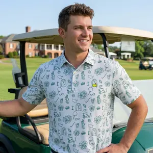 2026 Masters Inspired Clean Green Stripe Golf Polo Funny Shirt Short Sleeve Print Gilft for Fan