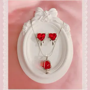 Madoka inspired handmade Magica Kyoko Sakura Mami Tomoe Sayaka Miki Homura Akemi Madoka Kaname Elegant Dainty Soul Gem Anime Manga Kawaii Necklace and Earrings set Puella Magi Series