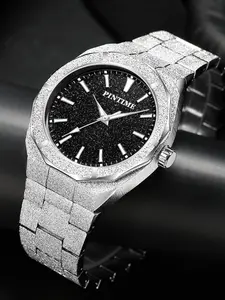 Men's Quartz Business Fashion Watch with Zinc Alloy Strap, Analog Display, Daily Waterproof, Battery Powered, Unisex Fashion Accessory for All Seasons