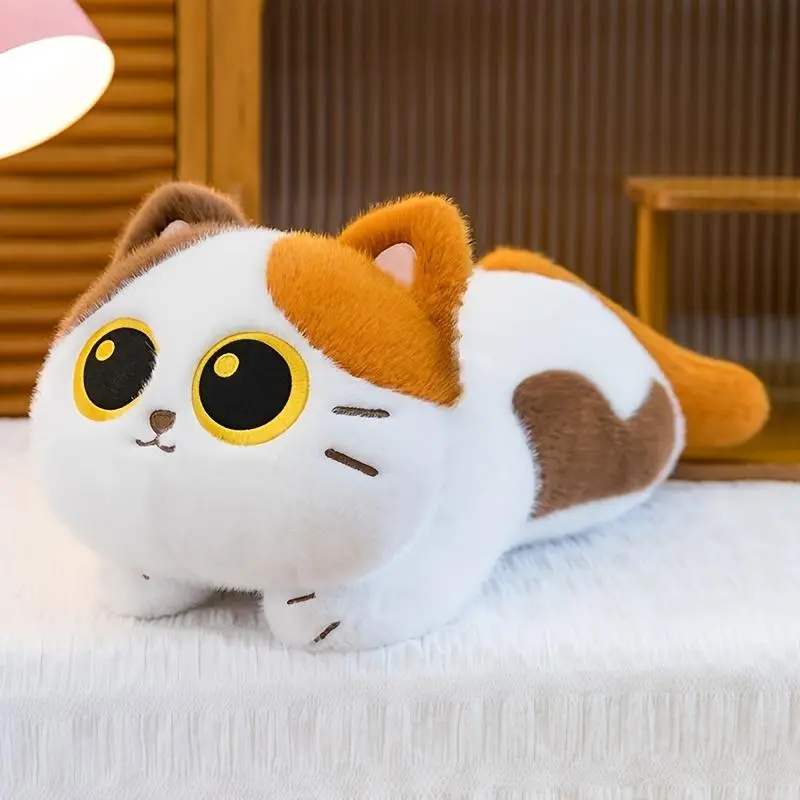 Fluffy Fur Cat Plush Toy - Soft Stuffed Animal Doll, Lifelike Simulation Design, Ideal for Kids' Birthday Gifts, Home & Room Decoration