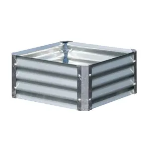 212 MAIN EarthMark MGB-L021 Bajo Series Square Galvanized Metal Outdoor Planter, 22x22x10 in Garden Planter Pot for Home Improvement & Garden Supplies, Outdoor Planters, Galvanized Steel