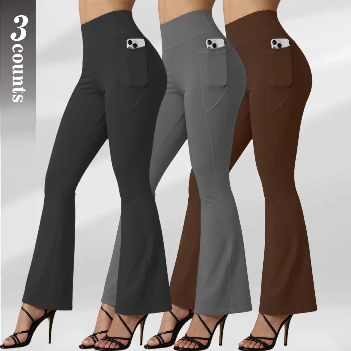 3-Black/Gray/Coffee  brown