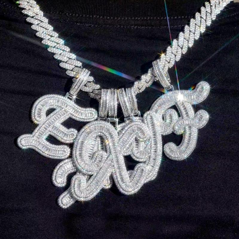 [ICE HUE]18K Gold Vacuum Plated Copper with 5A+ Sri Lanka Zircon Gothic Letter A-Z Design Pendant With Necklace Miami Italy Mexico & Micro Inspired for Women & Men Jewelry,Daily Wear,Casual Fashion,Gift Idea,,Classic,Hip Hop,Simple,Sporty Style