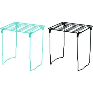 Stackable School Locker Shelf, 2 pc Steel Locker Organziers for School Locker, Office Locker Accessories, Fits for 12" Width Locker(Blue & Black)