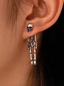 Unisex Skeleton Ear Studs, Removable Skull Design, Stainless Steel Halloween Party Jewelry, high quality earrings, Trendy Ghost Bride Groom Earrings