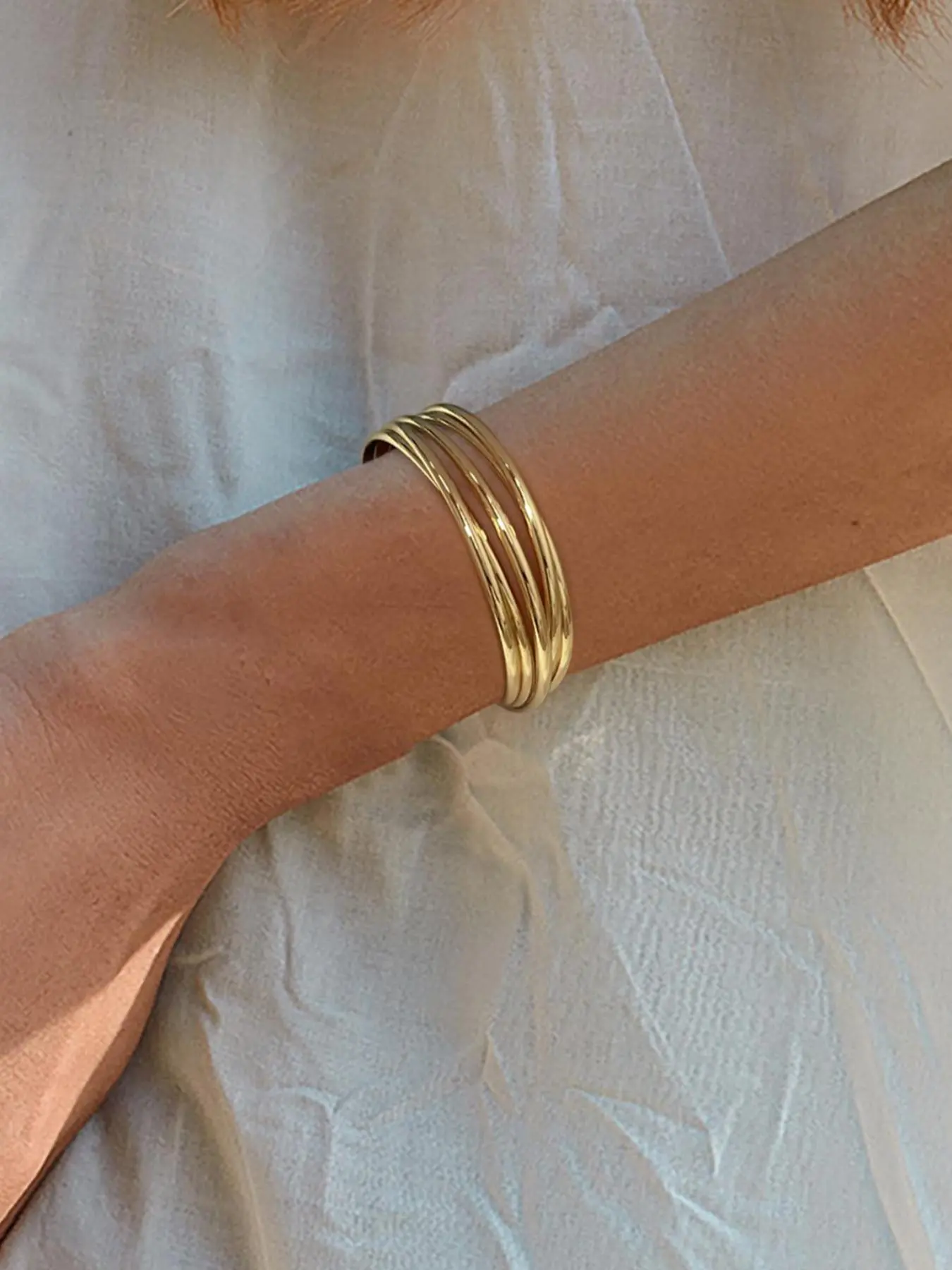 Women's Elegant Minimalist Cuff Bangle Bracelet, Trendy Exquisite Cuff Bangle, Fashionable Bangle, Adjustable Minimalist Bangle, Chic All-match Vintage Jewelry As Gift for Girlfriend, Open Cuff Bangle, Adjustable Copper Bracelet