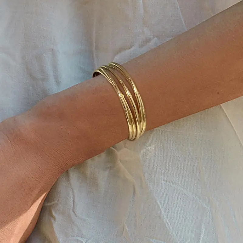 Women's Elegant Minimalist Cuff Bangle Bracelet, Trendy Exquisite Cuff Bangle, Fashionable Bangle, Adjustable Minimalist Bangle, Chic All-match Vintage Jewelry As Gift for Girlfriend, Open Cuff Bangle, Adjustable Bangles