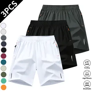 3PCS Men’s Solid Color Drawstring Shorts with Pockets, Men’s Clothing, Machine Washable Zip Pocket Shorts, Casual Sport Style Shorts for Beach Vacations, Breathable Summer Men’s Sports Bottoms, Energetic Summer Shorts, Father’s Day Collection