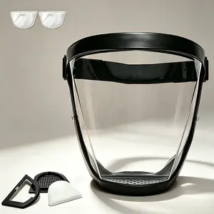 Full-Face Protective Shield with Protective Mask, Adjustable Transparent PC Plastic Visor, Anti Fog HD Lens for Clear Long Lasting Vision, Easy Drawstring Closure, Ideal Gear for Work and Outdoor Sports, Great Pick for 618 Shopping Season