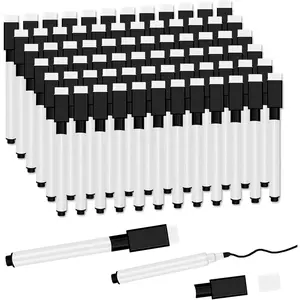 72 Pcs Black Magnetic Dry Erase Markers with Eraser Cap, Mini Bulk Fine Point Tip Whiteboard Markers for Teachers Office School Supplies