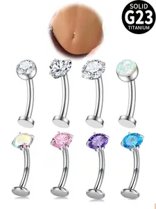 Women's Elegant Belly Rings, Trendy Flat Back Petite Titanium Belly Button Rings, Chic Body Jewelry for Party Decor, Birthday Gift