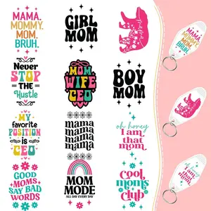 Mom Themed UV DTF Keychain Sticker, 5 Counts/set Waterproof Pattern Keychain Sticker, Suitable for Acrylic Keychain, Easy to Use