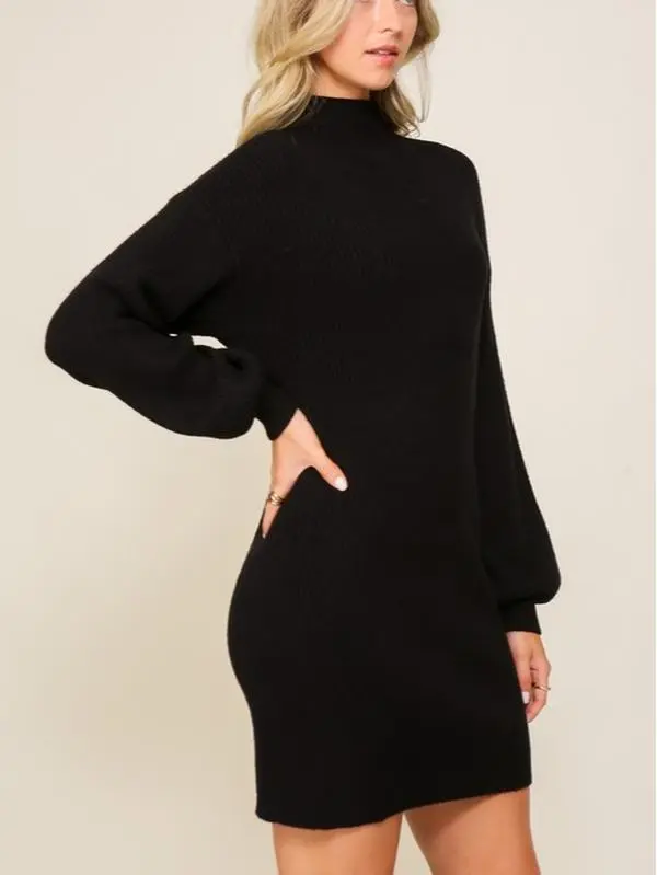 All Fall Long Sweater Dress - Black