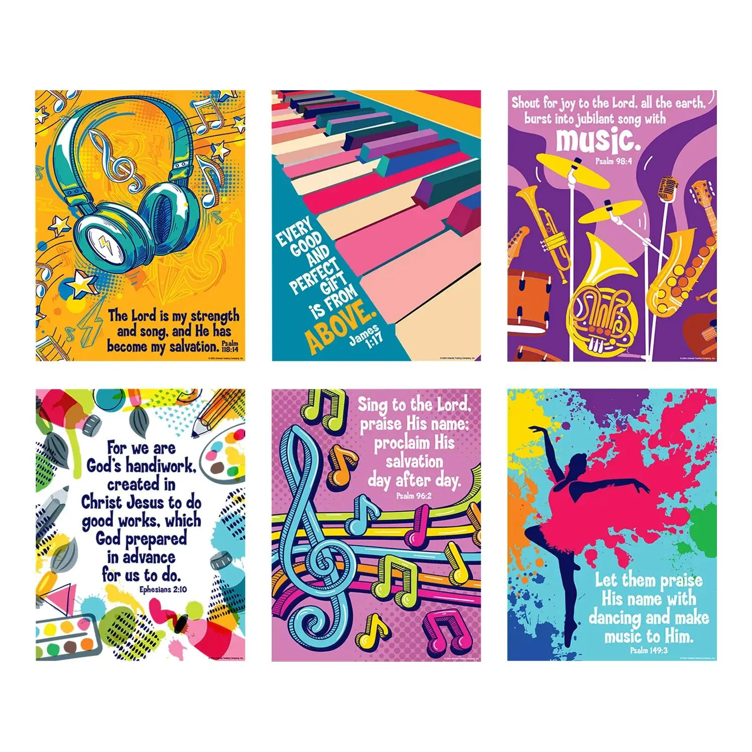 16" x 20 3/4" Religious Music & Art Bible Verse Poster Set - 6 Pc.