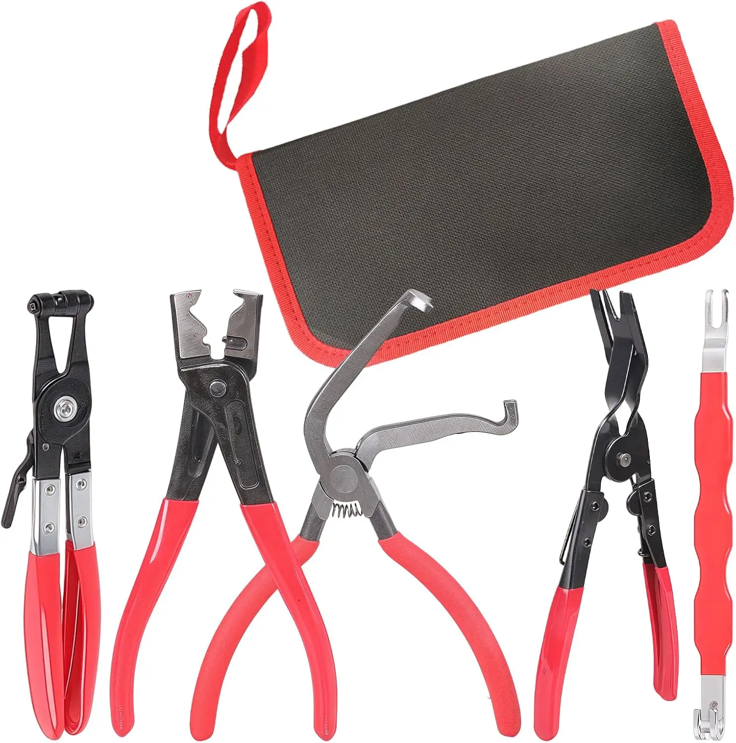 5-Piece Automotive Electrical Disconnect Pliers Kit - Professional Mechanic Tools, Hose Clamp Pliers, Connector Remover, Clip Puller, Plug Release, Wire Terminal Tool for Auto Repair Upgrades