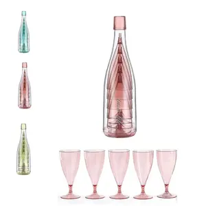 5 PC/SET Outdoor Colored Champagne Glasses Portable Detachable Travel Cocktail Unique Wine Bottle Packaging for Barbecues Picnics Travels Camping Parties Festival Gifts
