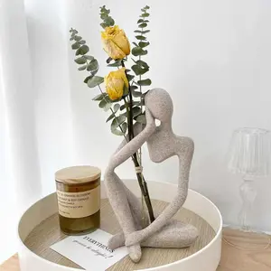 Thinker Statues And Sculptures, Sandstone Resin Thinker Statue Ornaments, Abstract Style Sculptures, Housewarming Gifts, Housewarming Decorations, Living Room Dining Desk Decorations (Right, Small)