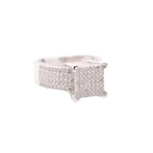 Square Pavé Cocktail Ring - 925 Sterling Silver - Dazzling Statement Jewelry for Her