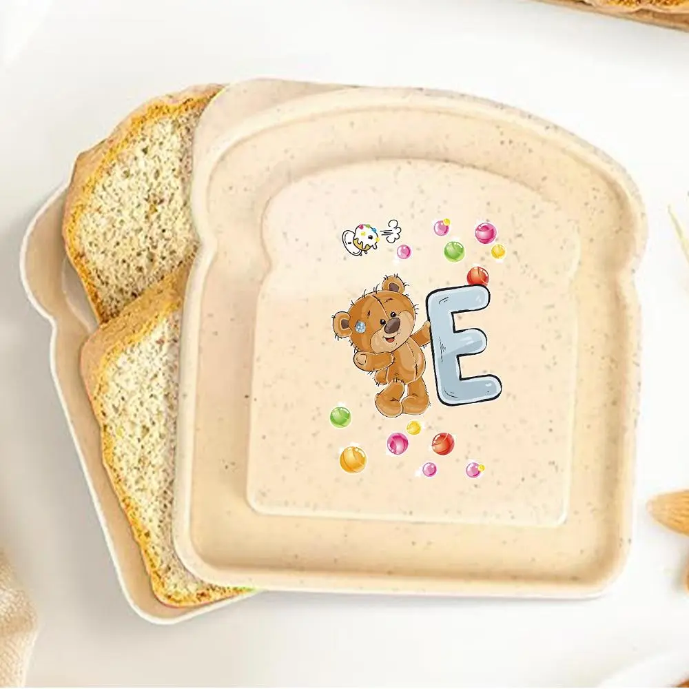 Toast Shaped Letter Pattern Leakproof Lunch Box, Durable Bento Box, 1 Count Portable Breakfast Organizer Case with Lid, Large-capacity Bread Sandwich Container for Indoor & Outdoor