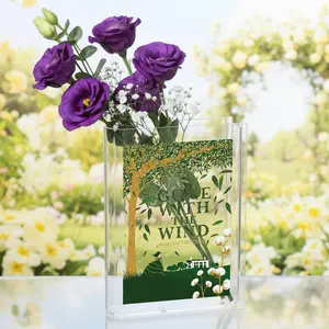 Gone With The Wind Acrylic Book Vase – Literary Bookish Home Decor for Readers, Classic Novel Lover Gift, Vintage Library Floral Book Vase