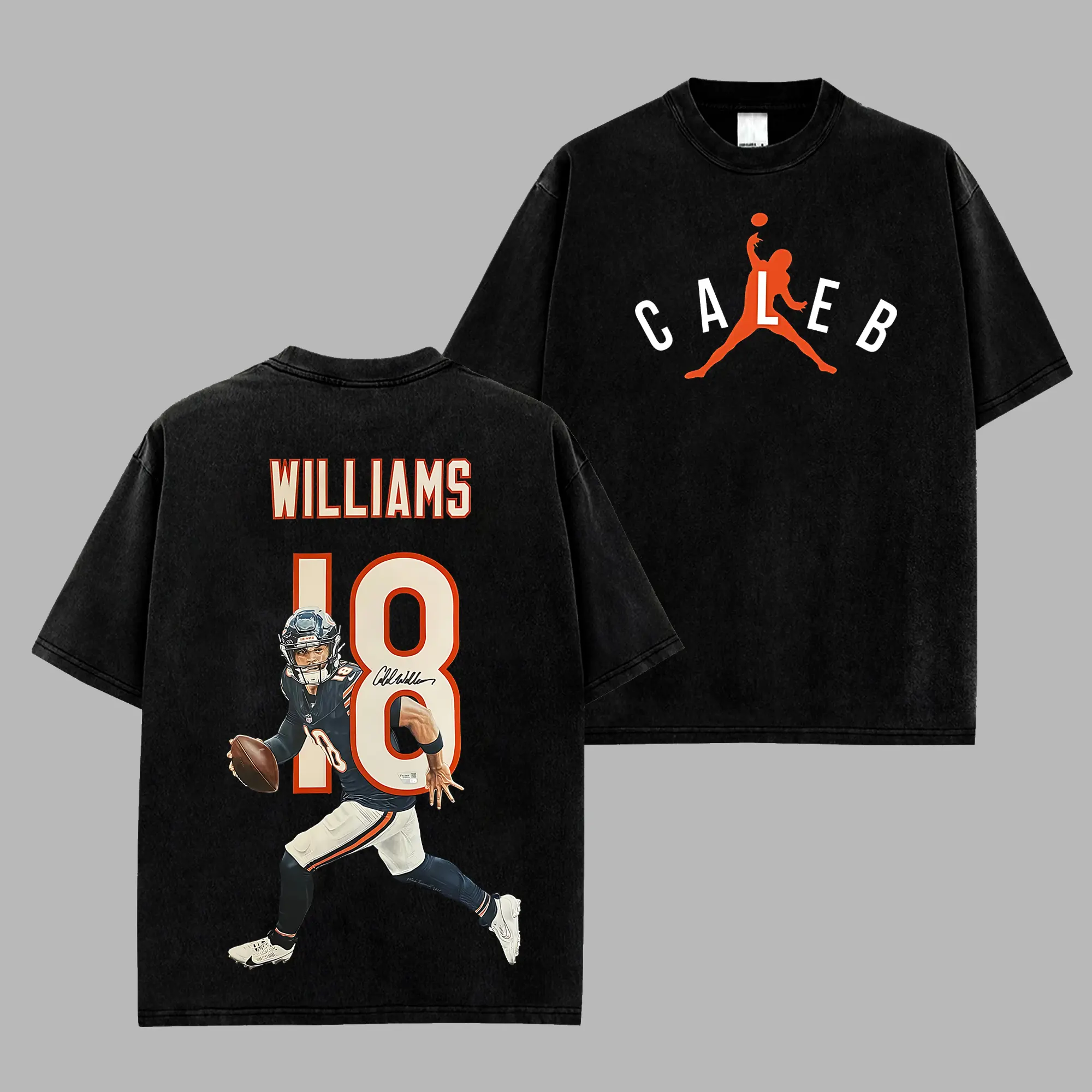 [RedZoneStyle] Air Caleb 18 - Caleb Williams For Da Bears Game Day Retro Unisex 100% Heavyweight Cotton T-Shirt – Bears Nation Fans Shirt, Chicago Graphic Football Shirt, Game Day Outfits, Gift For Football Fans