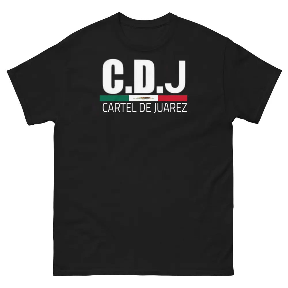 Men's Cartel de Juarez Graphic Streetwear T-Shirt - 100% Heavyweight Cotton, Casual Classic Crew Neck, Short Sleeve, Structured Cut, Double Seams, All Seasons, Sport, 3XL, On-Demand Make, Yarn Fabric Hem, Cartel Print
