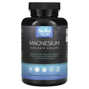 Nested Naturals Magnesium, Glycinate Chelate, 120 Vegan Capsules (100 mg per Capsule)