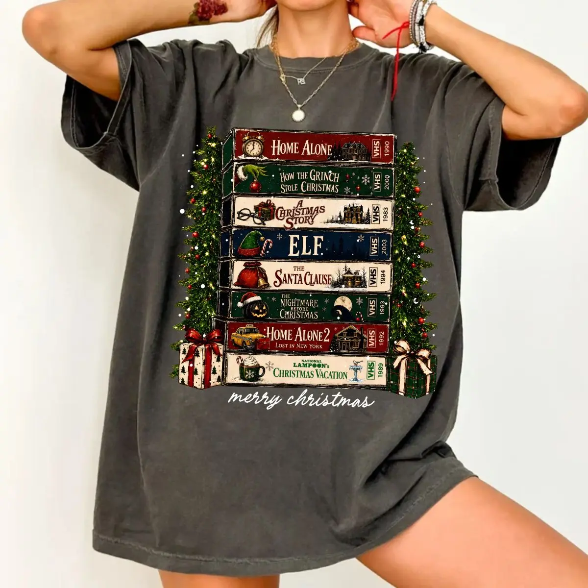 Comfort Colors Christmas Vhs Movies Shirt, Retro Holiday Graphic Tee, Vintage Christmas Movie T-Shirt, Cozy Festive Apparel, Funny Christmas Gift, Unisex Garment-Dyed Tee, Classic Streetwear