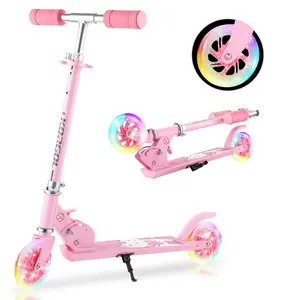 Kick Scooter for Kids 3-10 with Flashing Wheels Heights Adjustable Handlebar, Children's Day Birthday Christmas New Year Gift for Kids