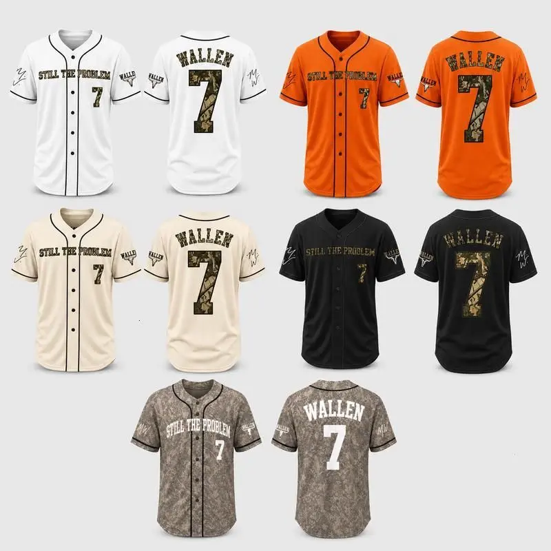 Printed Country Music Baseball Jersey, Wallen Vol Jersey, Camo Orange Baseball Jersey, Personalized Name & Number, Country Music Fan Outfit over print