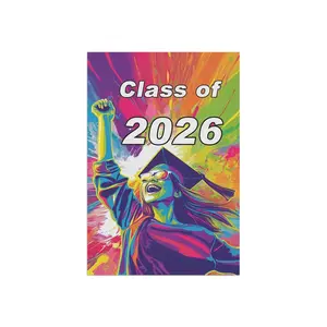 Colorful Graduation Cap and Gown Garden & House Banner | Graduate Celebration Flag
