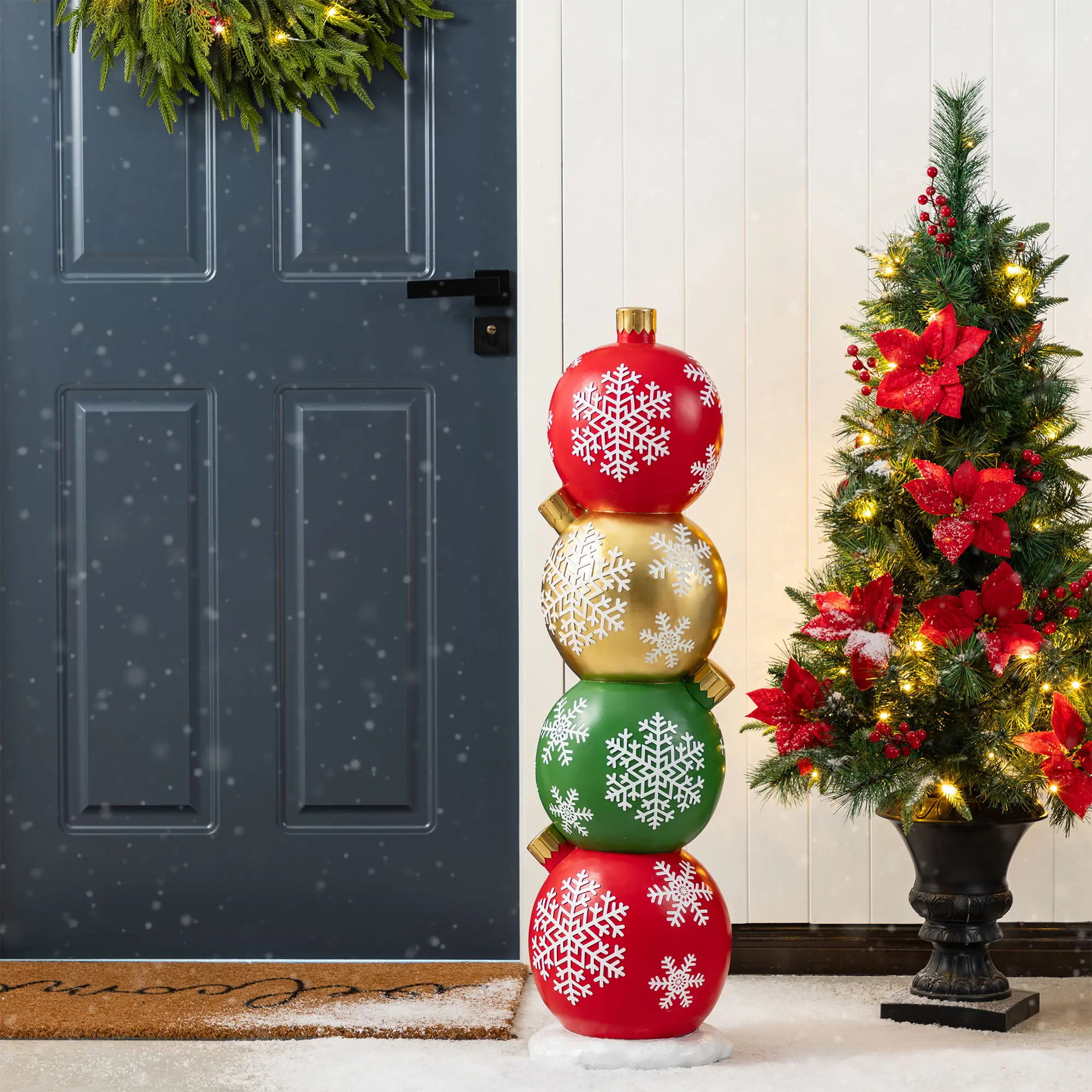 【Christmas in July】 Glitzhome 36.25"H Christmas Resin Stacked Ornament Porch Decor