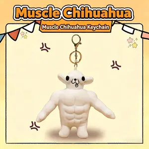 Muscular Chihuahua Plush Keychain - Plastic Plushies Cartoon Bag Pendant, Unique Fashion Accessory, Ideal Birthday Gift for Lovers