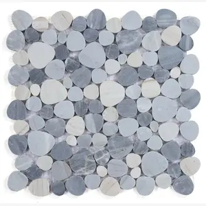 Hudson Italian Blue Marble Pebble Mosaic Tile Sample