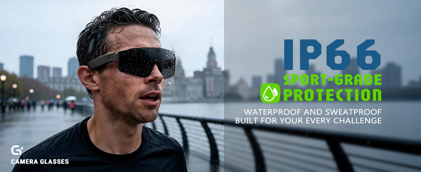 2026 AI Smart Glasses with 4K HD Camera for Men，Sport AI Camera with EIS+Gyro Stabilization, Polarized Lenses for Cycling, Dual-Mic Noise Cancelling, IP66 Weatherproof, 4GB RAM, AI Glasses with Chat GPT