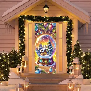 Elastic Room Door Decoration Set, Simple Installation Christmas Door Cover Banner, Happy Holidays Door Hanger for Home Indoor Outdoor Party Decorations, Home Decor Ornaments