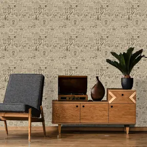 Vintage Hand-Painted Wallpaper with Classic Geometric Patterns, Self-Adhesive and Removable, Colorful and Beautiful for Living Room and Bedroom Decor