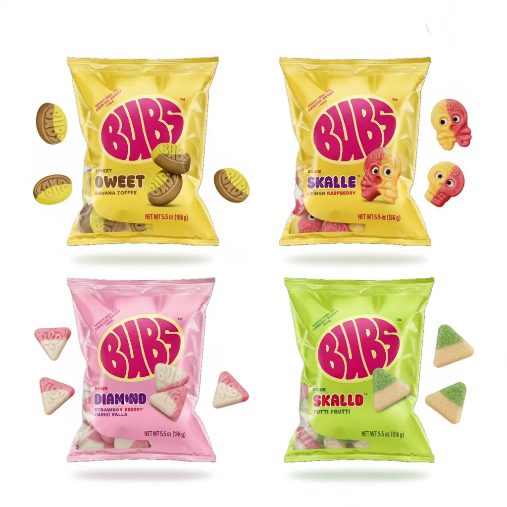 Bubs Foam Candy Soft Chewy Fruity Treats Fun Party Snacks 5.5oz