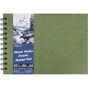 5.8x8.3in Sketch Book, 60Sheets Spiral Bound Notebooks, Bright White 92lbs/150gsm Acid-Free Drawing Paper for Painting,Sketching, Professional Sketch Pad for Artists, Beginners. BW-Grass Green
