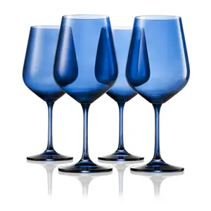 212 MAIN Handmade Unleaded Crystal Glassware - Navy Sheer Red Wine Glassware Drinkware, 4-Piece Drinkware Glass Set
