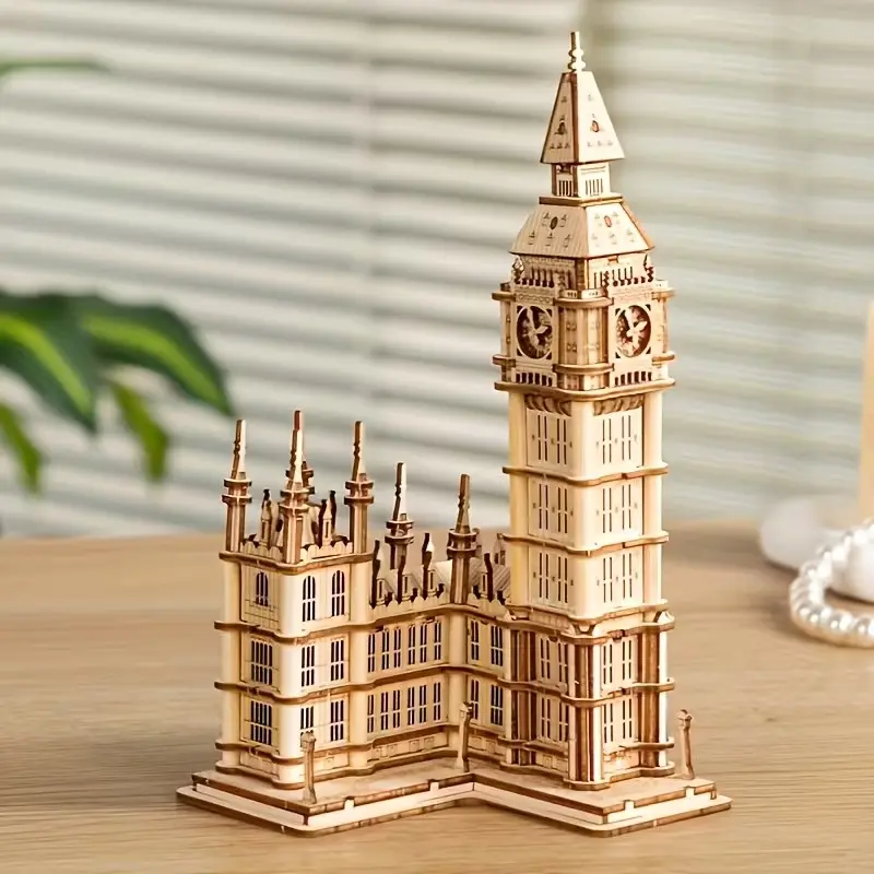 3D Wooden Puzzle Kit, Building Block Puzzle, Mechanical Architecture Model for Adults, DIY Handcraft Assembly Set of London Tower Bridge, Large Replica of London Landmark, Multiple Puzzle Styles Available, Challenging Educational Building Model