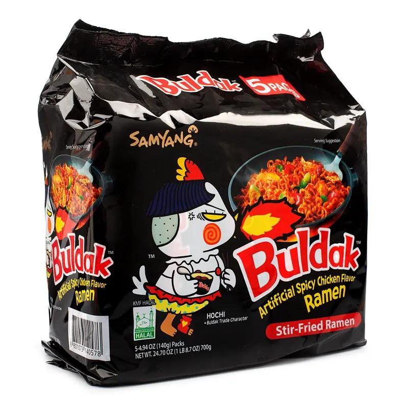 Samyang Buldak Ramen Black Hot Chicken Flavor 5pk Spicy Korean Instant Noodle Extra Spicy Bold Chicken Flavor Halal Certified Made in Korea