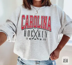 [SALE UP TO 49%] Vintage Carolina Hockey Sweatshirt | Retro Carolina Ice Hockey Merch Crewneck for Men and Women | Carolina Hockey Shirt