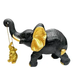 Elephant Family Resin Ornament, 1 Count Cute Animal Design Desktop Decoration, Resin Crafts Suitable for Placing in Living Room Or Bedroom