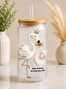 Flamingo Baby Glass Tumbler -16oz