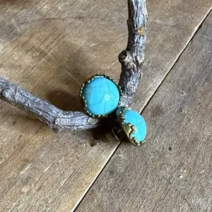 Turquoise Natural Stone Resin Druzy on Bezeled Antique Stud Handmade Earrings with Unique Design and Vibrant Colors Inspired Drusy Earring 12mm